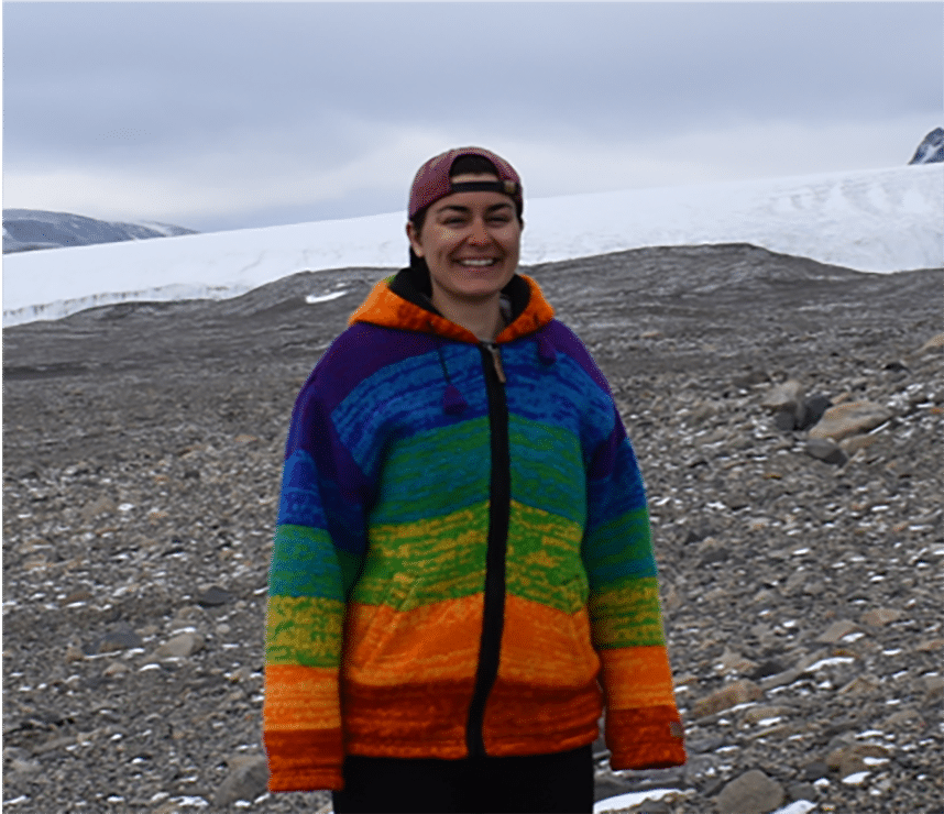 Schuyler Borges does research on hot spring structures on Antarctica.