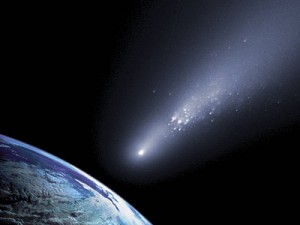 An artist's rendering of a comet cluster
