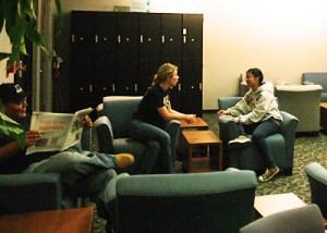 students sitting in transfer center