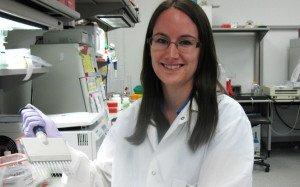 Kristin Wiggins in a lab at TGen North.