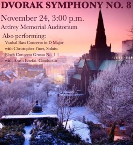 Dvorak Symphony No. 8; Nov. 24, 3 p.m.; Ardrey Memorial Auditorium