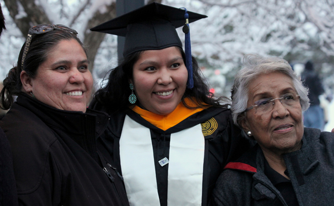 Student and family at commencement