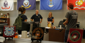Students and staff in the Veterans Student Center