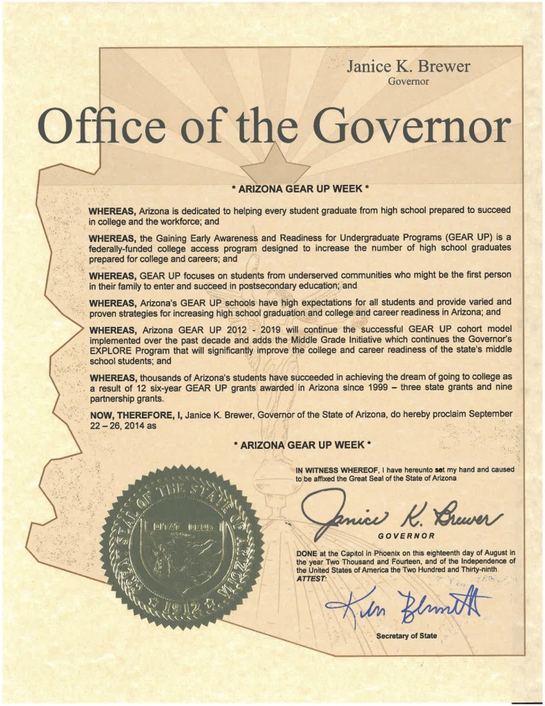 Office of the Governor Arizona Gear Up Week