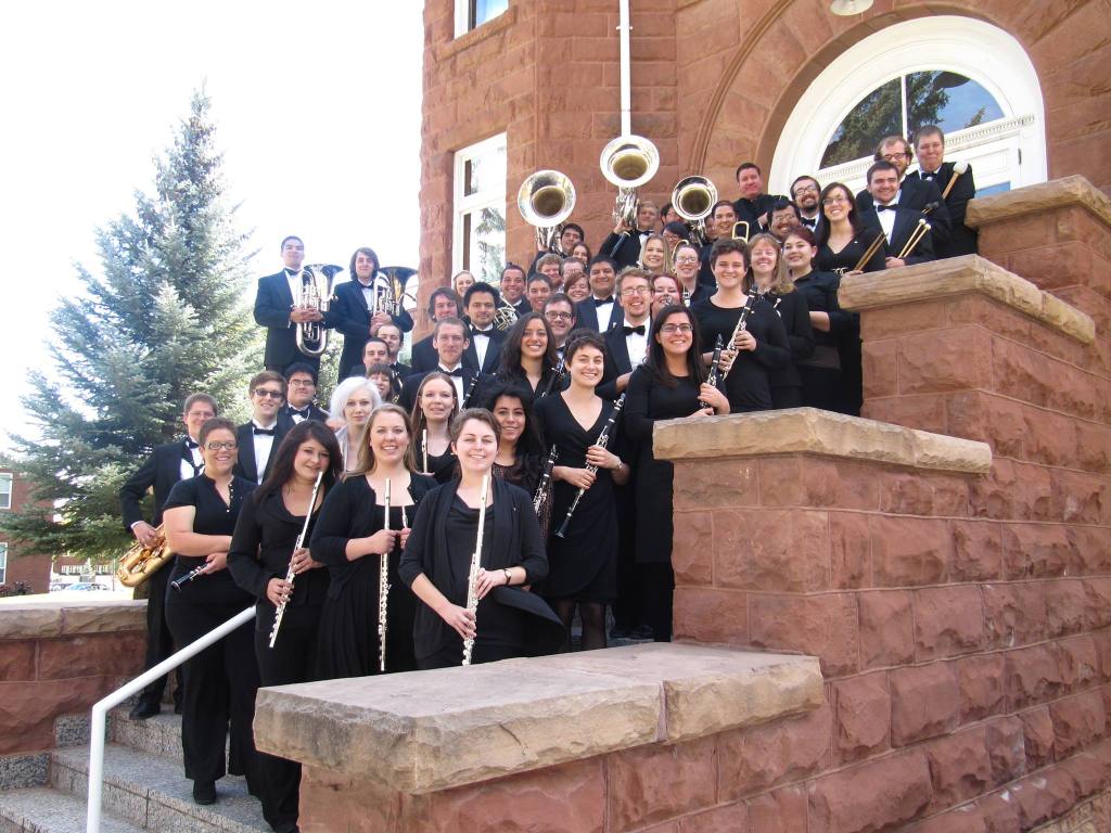 NAU Wind Symphony on the stairs of Old Main