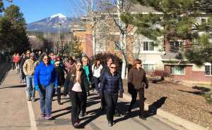 NAU President Cheng leading the pack at the wellness walk