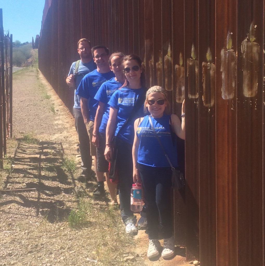 NAU students along the border fence