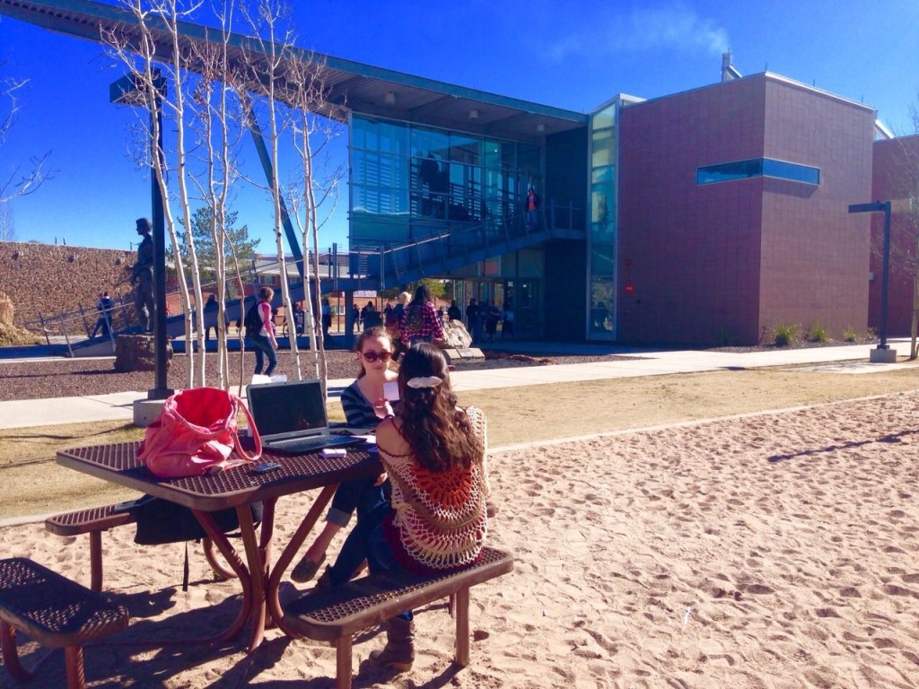 Students study outside the Union