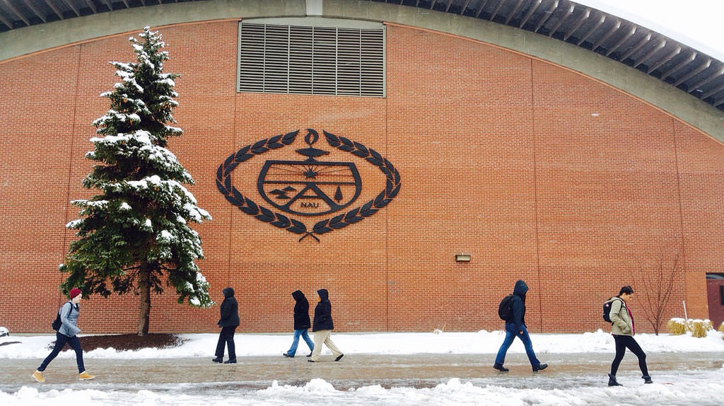 NAU's Fieldhouse in the snow