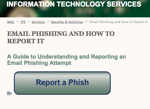 Report a Phish button