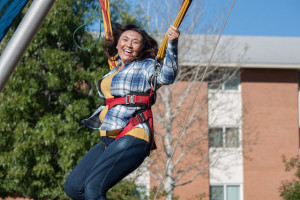 Female student on bungee