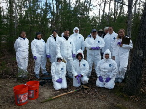 Forensic archaeologists in the woods