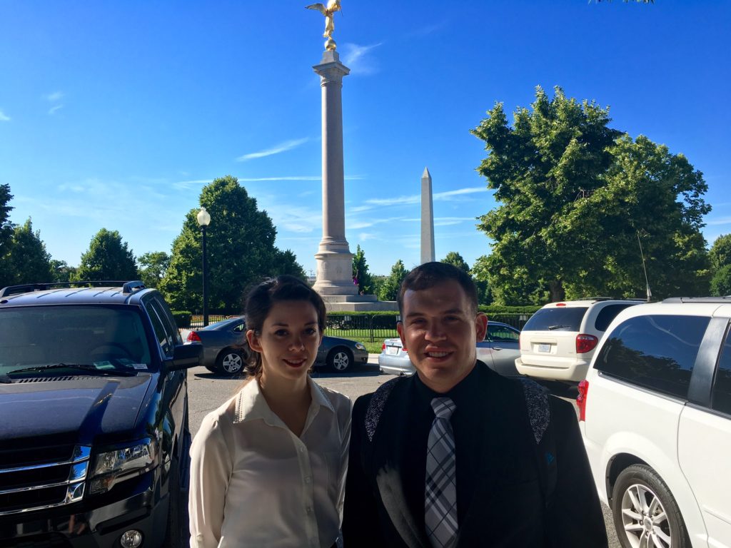 Angeleena Corrente and Timothy Wiley pose in Washington D.C.