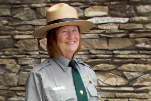 Winkler poses in her National Park Service employee uniform