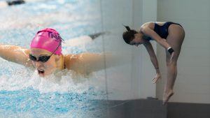 Senior swimmer Alina Staffeldt and junior diver Christina Torrente 