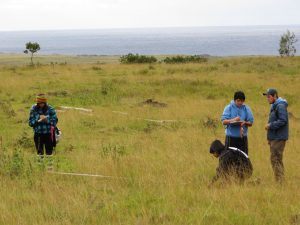 Rapa Nui students measuring an artifact on Easter Island