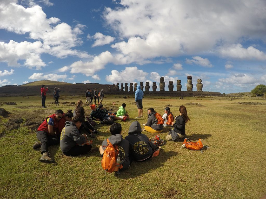 Rapa Nui students on Easter Island with Britton Shepardson