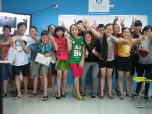 Margaret Wood teaching in Vietnam
