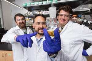 Andy Koppisch, Robert Kellar and Nate Nieto in lab