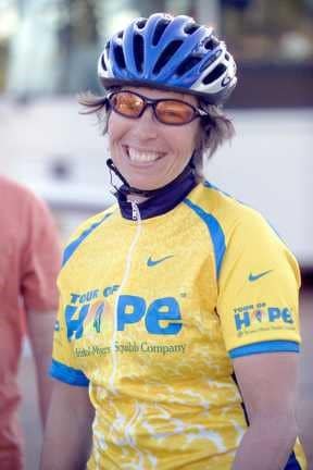 Anna Schwartz on a bike