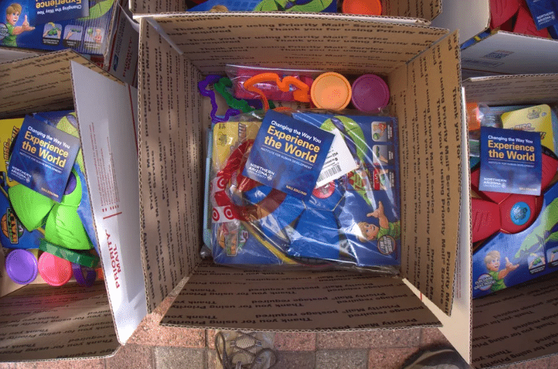 The Institute for Human Development collected activity boxes to send to nearby Native American tribes.