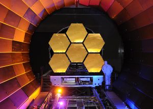 The flight mirrors for the James Webb Space Telescope undergo cryogenic testing at NASA Marshall. Credit: Ball Aerospace
