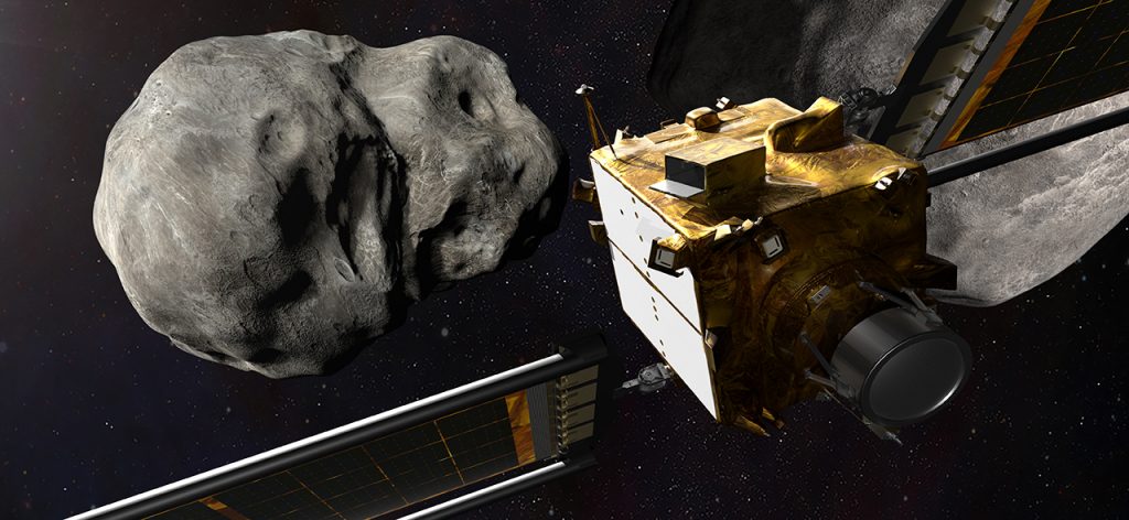DART spacecraft and asteroid