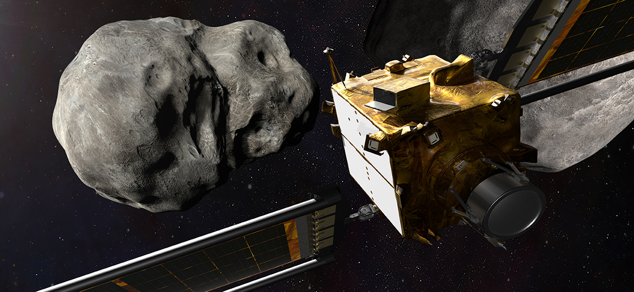 DART spacecraft and asteroid