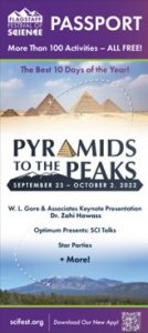Pyramids to the Peaks: Screen of the Festival of Science passport as found in the app
