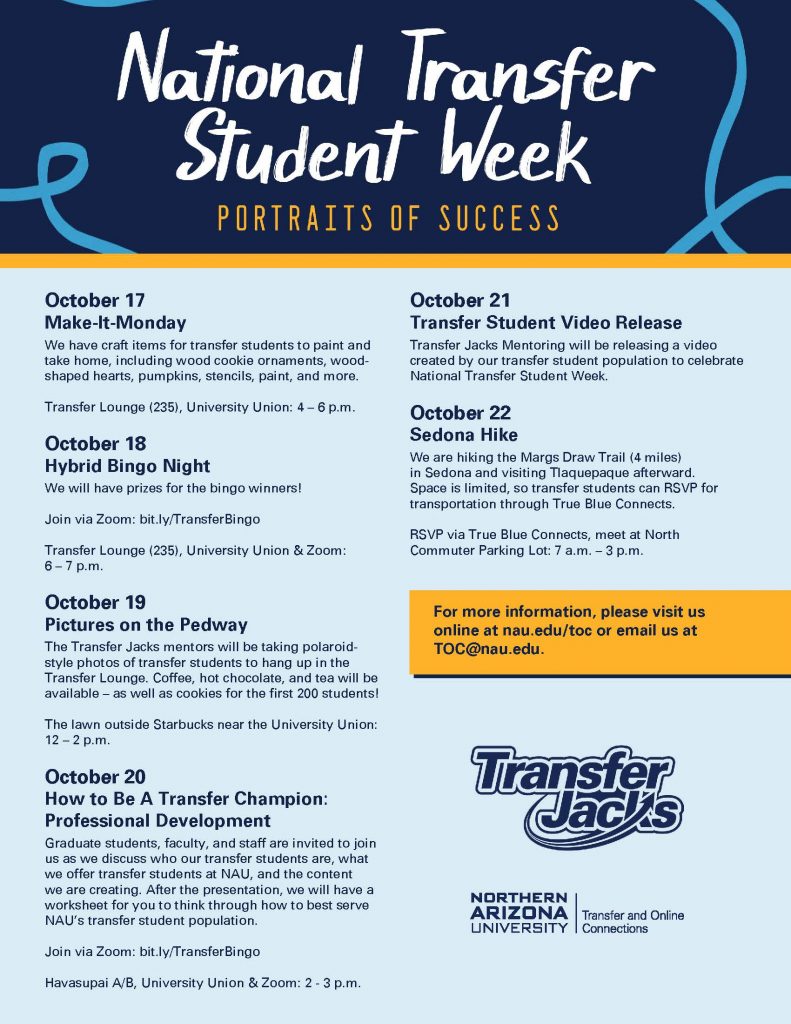 National Transfer Student Week flyer