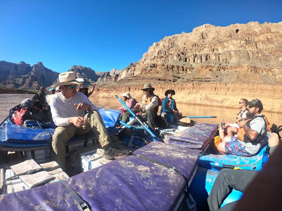 Derzay on a raft in the Grand Canyon