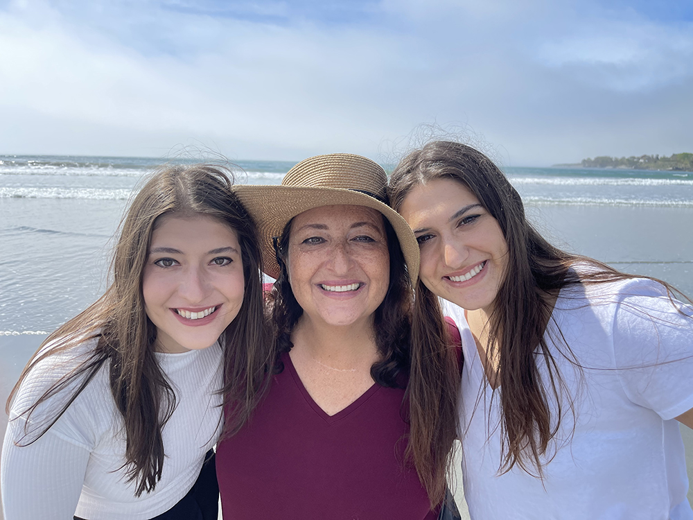 Monica with daughters, Isabella & Juliana, on beach in La Jolla, CA