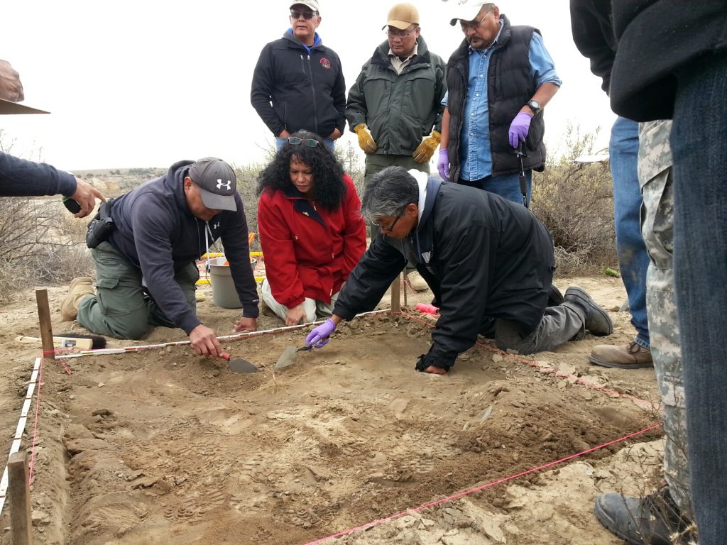 Sharon Moses doing an archaeological training on the Navajo Nation
