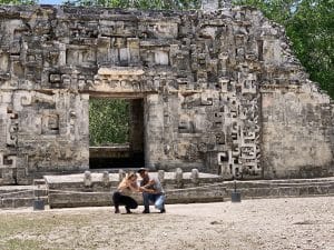 Estevan Ramirez in front of Maya ruins