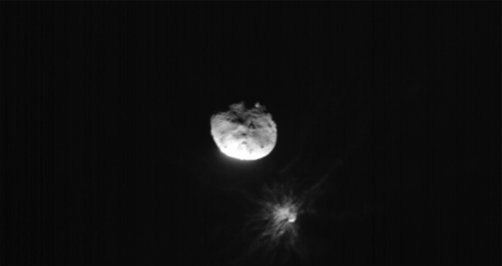 Satellite image of DART hitting Dimorphos