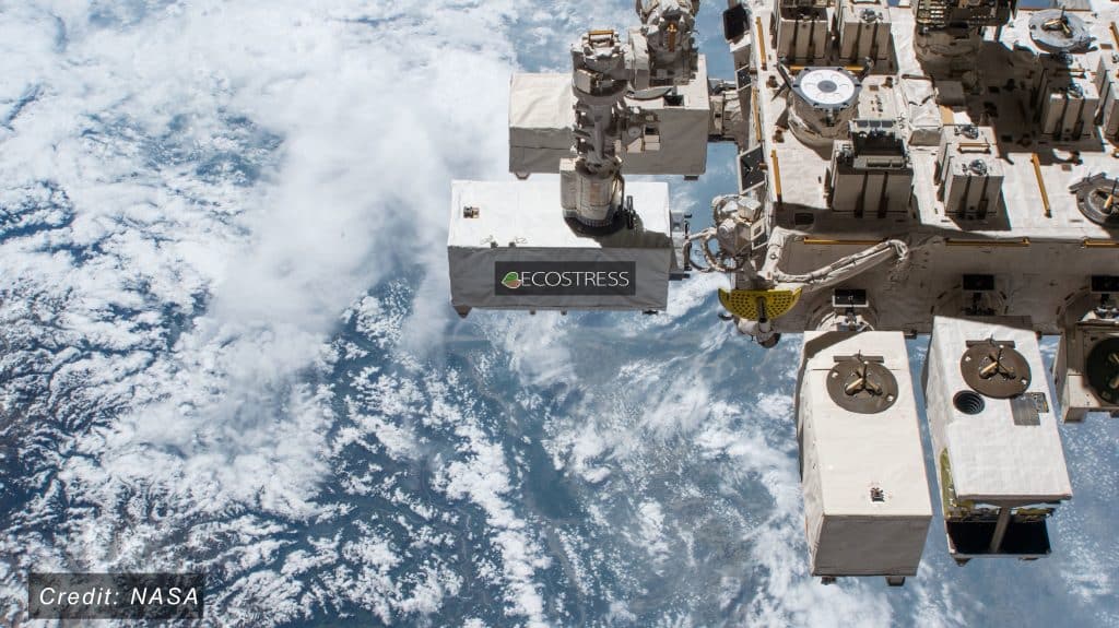NASA's ECOSTRESS on the International Space Station Arial View with Earth/clouds in the backgound