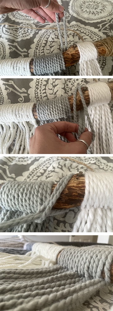 Steps to pull yarn through loop