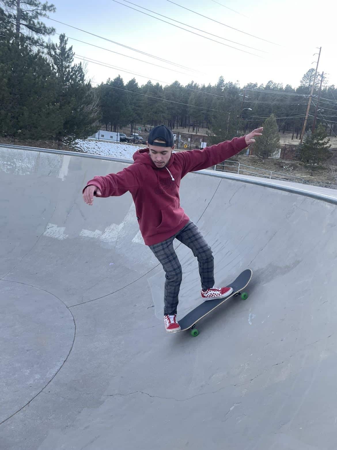Greyson Sterba at a skateboarding rink