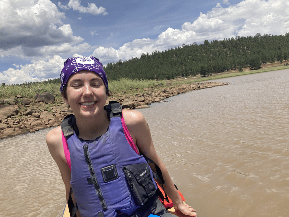 Sophia Swainson in a kayak on Lake mary