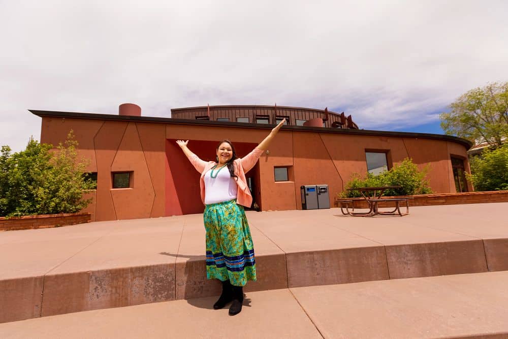Ora Marek-martinez in front of the Native American Cultural Center