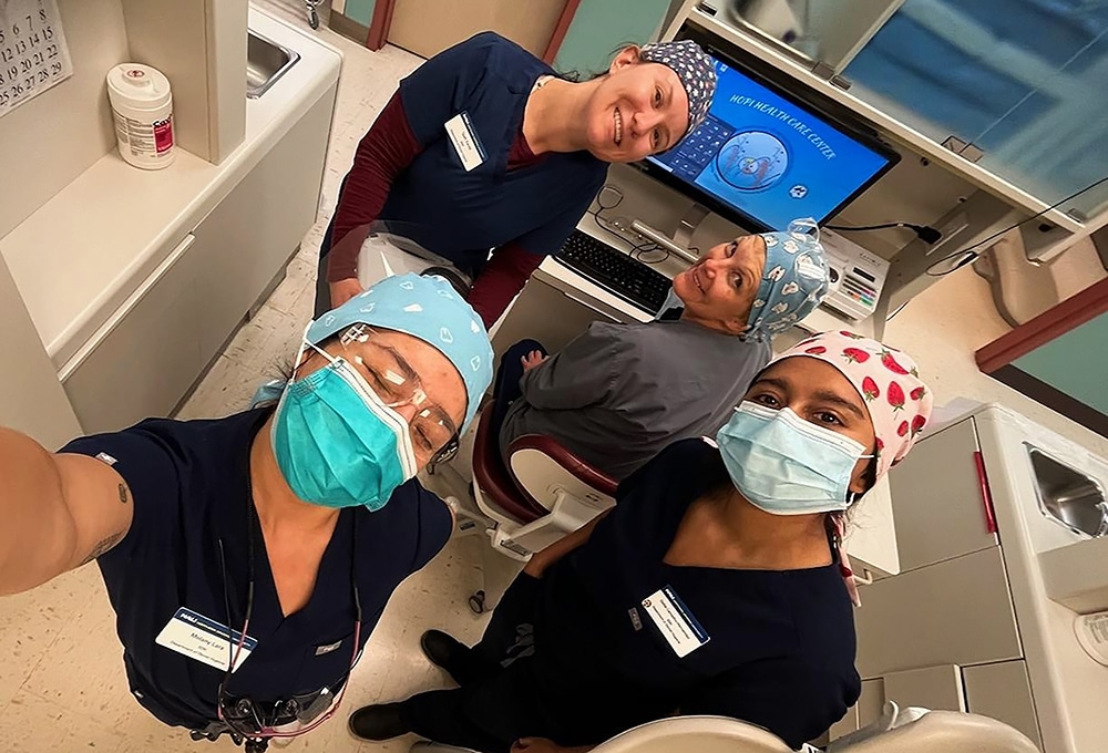 Four dental hygienists or dental hygiene students in at the Hopi Health Center