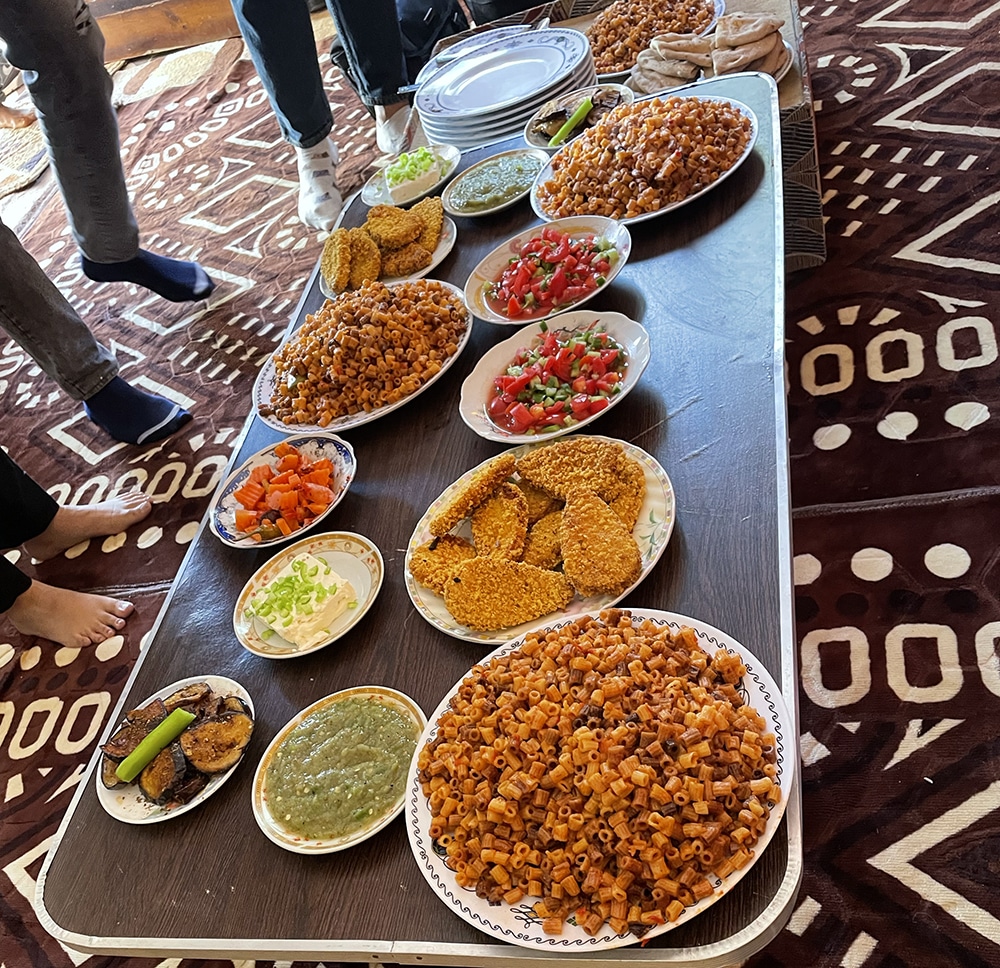 Table of Egyptian food dishes