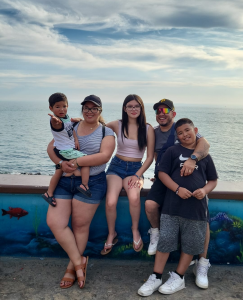 Haida Tafolla and her family at the beach