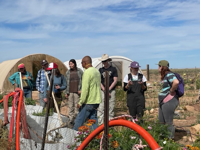 Community members explore a community garden in Flagstaff.