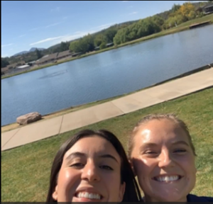 Emily Hinojosa & Maranda Koch – in front of the lake