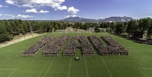 Freshmen class spelling out NAU in the annual letters photo