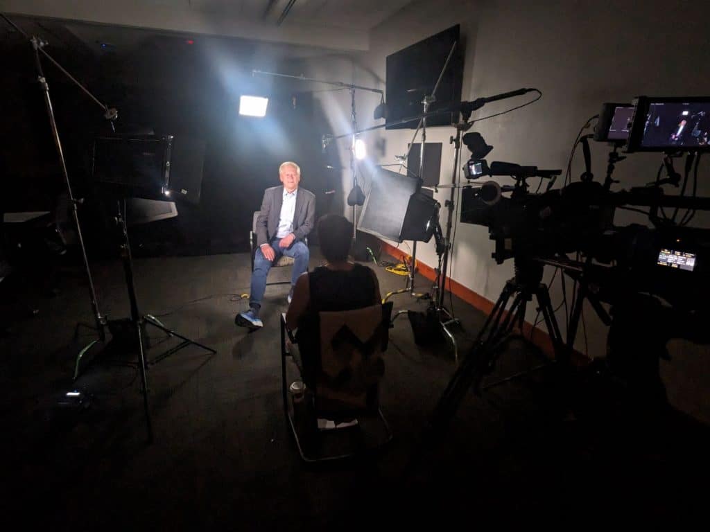 Paul Keim on an interview set.
