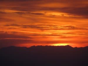 Orange sunrise over mountains