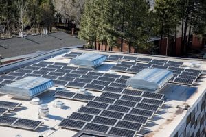 Solar panels on top of an NAU building