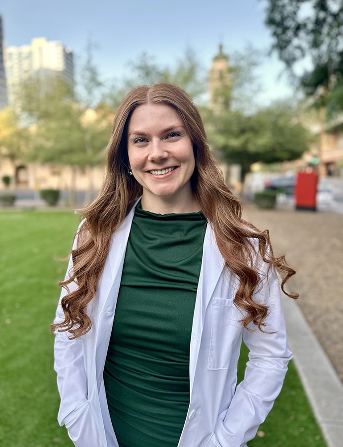 Jozie Ashleson in her white coat